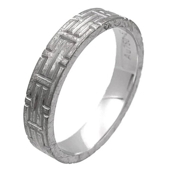 HERMES Kilim Band Ring size US5.75 18k White Gold 750 Auth #7047 - Picture 1 of 7